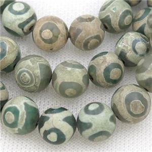 matte Tibetan Agate beads, green, eye, approx 12mm dia [GA2008]