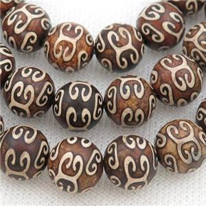 Tibetan Agate beads, round, approx 12mm dia [GA2009]