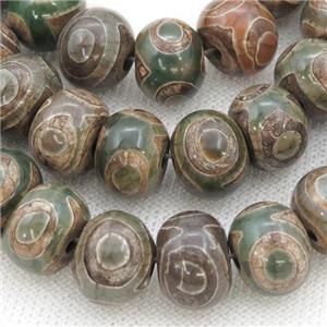 green Tibetan Agate Beads, rondelle, eye, approx 10x14mm [GA2020]
