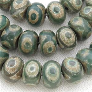 green Tibetan Agate Beads, rondelle, eye, approx 10x14mm [GA2021]