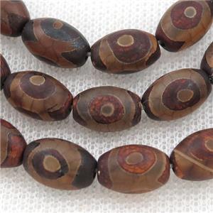 Tibetan Agate rice beads, eye, approx 8-12mm, 30pcs per st [GA2028]
