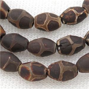 Tibetan Agate rice beads, football, approx 8-12mm, 30pcs per st [GA2030]