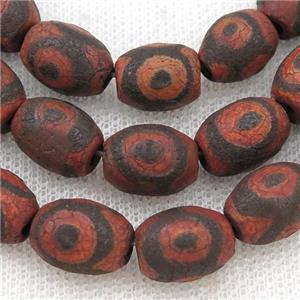 rough Tibetan Agate barrel beads, red evil eye, approx 10-14mm, 24pcs per st [GA2035]