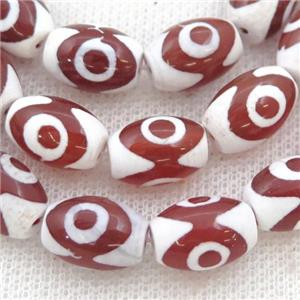 red Tibetan Agate rice beads, eye, approx 10-14mm, 24pcs per st [GA2039]