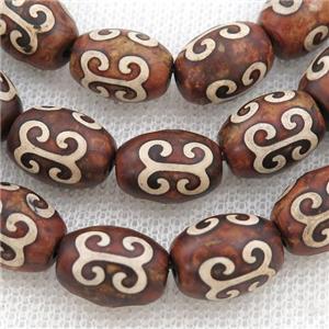 Tibetan Agate barrel beads, approx 10-14mm, 24pcs per st [GA2040]