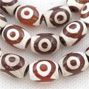 Tibetan Agate rice beads, eye, approx 12-16mm, 23pcs per st [GA2042]