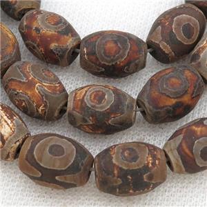 Tibetan Agate barrel beads, eye, approx 12-16mm, 23pcs per st [GA2045]