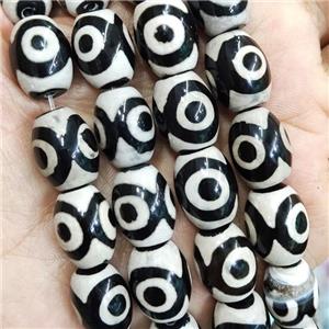 white black Tibetan Agate barrel Beads, approx 12-16mm, 23pcs per st [GA2051]