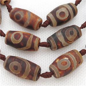 matte Tibetan Agate barrel beads, eye, approx 13-23mm [GA2060]