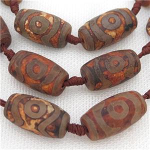 matte Tibetan Agate barrel beads, eye, approx 14-23mm [GA2061]