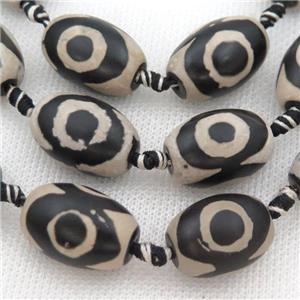 black white Tibetan Agate barrel beads, evil eye, matte, approx 15-22mm [GA2063]