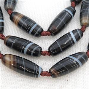 black Striped Agate rice beads, approx 11-30mm [GA2068]