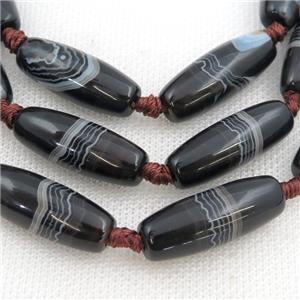 black Striped Agate rice beads, approx 11-30mm [GA2070]