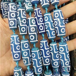 blue Tibetan Agate rice beads, evil eye, approx 11-30mm [GA2076]