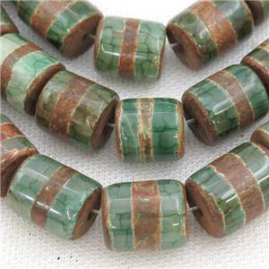 green Tibetan Agate column beads, approx 15-18mm [GA2089]