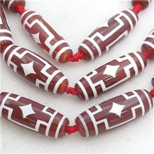 red Tibetan Agate rice beads, approx 14-40mm [GA2090]