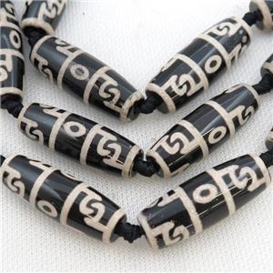 black white Tibetan Agate rice beads, approx 14-40mm [GA2096]