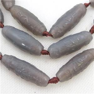 grey Agate rice beads, carved, approx 14-40mm [GA2099]