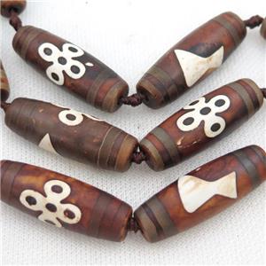 matte Tibetan Agate rice beads, approx 14-40mm [GA2100]