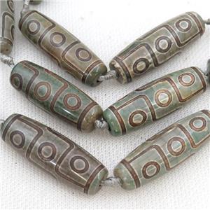 green Tibetan Dzi Agate rice beads, evil eye, approx 14-40mm [GA2102]