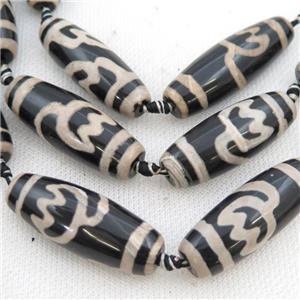 black Tibetan Agate rice beads, approx 14-40mm [GA2113]