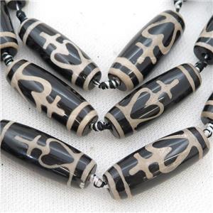 black Tibetan Agate rice beads, approx 14-40mm [GA2114]