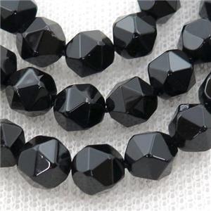 Black Onyx Agate Beads, Faceted Round, approx 12mm [GA2123-12MM]