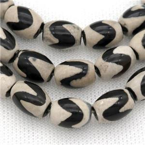 tibetan style Agate barrel beads, approx 10-14mm, 23pcs per st [GA2128]