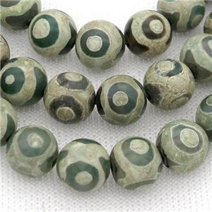 green tibetan Agate Beads, eye, round, approx 12mm dia [GA2129]
