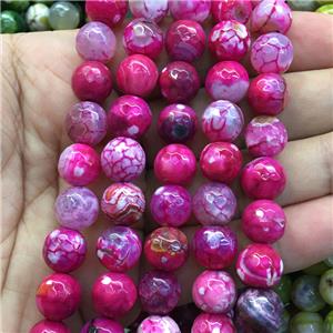 hotpink dragonVeins Agate Beads, faceted round, approx 8mm dia [GA2137-8MM]