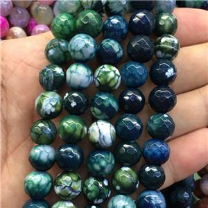 green dragonVeins Agate Beads, faceted round, approx 8mm dia [GA2139-8MM]