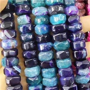 Natural Agate Beads Faceted Rondelle Multicolor Dye, approx 8-15mm [GA2184]