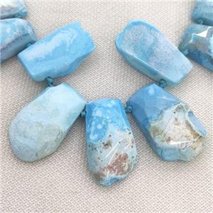 blue Agate trapeziform Beads, graduated, approx 12-24mm, 40mm [GA2201]