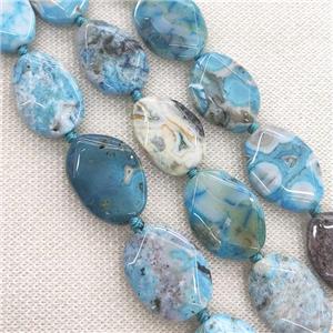 blue Ocean Agate slice beads, faceted, approx 15-25mm [GA2202]