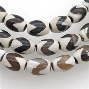 tibetan agate barrel beads, approx 10x14mm, 25pcs per st [GA2205]