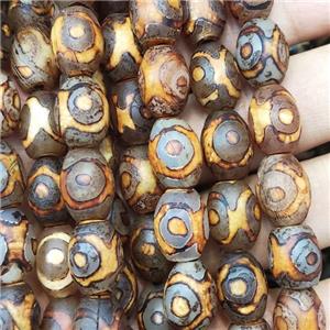 tibetan agate barrel beads, eye, approx 10x14mm, 25pcs per st [GA2207]