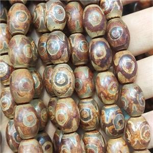 tibetan agate barrel beads, eye, approx 10x14mm, 25pcs per st [GA2208]