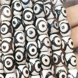 tibetan agate barrel beads, eye, approx 10x14mm, 25pcs per st [GA2209]