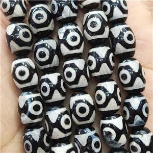 tibetan agate barrel beads, eye, approx 10x14mm, 25pcs per st [GA2210]