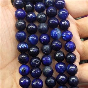 darkblue Agate Beads, faceted round, dye, approx 10mm dia [GA2211]