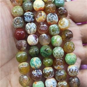 faceted round Fire Agate Beads, green, approx 10mm dia [GA2212]