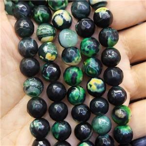 faceted round black Agate Beads, green dye, approx 10mm dia [GA2214]