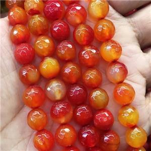 faceted round Agate Beads, red dye, approx 10mm dia [GA2228]