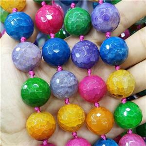 natural Agate Round Beads, faceted, multicolor dye, approx 16mm dia [GA2230-16MM]