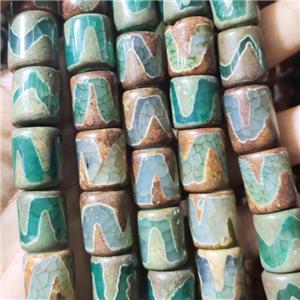 green Tibetan Agate column beads, approx 15-18mm [GA2231]