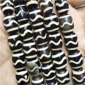tibetan Dzi Agate barrel beads, approx 10-14mm, 28pcs per st [GA2239]