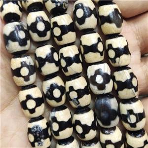 tibetan Dzi Agate barrel beads, approx 10-14mm, 28pcs per st [GA2240]