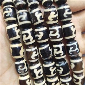 tibetan Dzi Agate barrel beads, approx 10-14mm, 28pcs per st [GA2241]