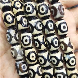 tibetan Dzi Agate barrel beads, eye, approx 10-14mm, 28pcs per st [GA2243]