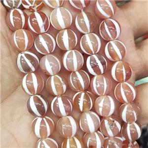 natural tibetan Agate beads, round, pumpkin, approx 10mm, 37pcs per st [GA2248]